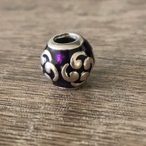 Purple Pandora Charm With Silver Design